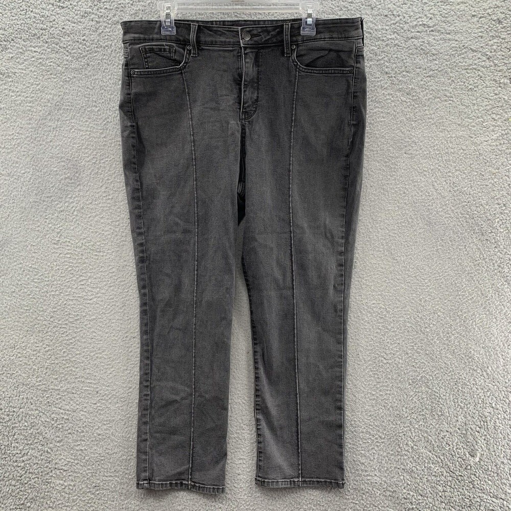 NYDJ Jeans Sheri Slim Women Straight Leg Tummy Tuck Seamed Denim Casual Crop 14